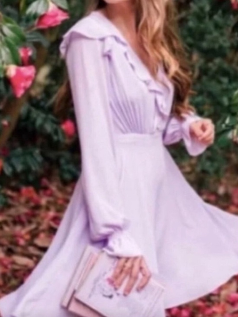 Gal Meets Glam Haley Lavender Purple Ruffled Long Sleeve Dress Size 18